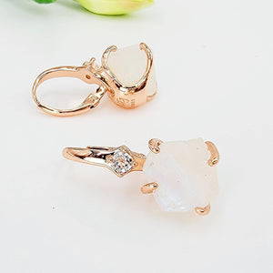Raw Moonstone Drop Earrings - Uniquelan Jewelry