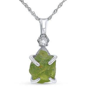 Raw Peridot Crystal Necklace - Uniquelan Jewelry