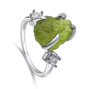 Raw Peridot Crystal Ring - Uniquelan Jewelry