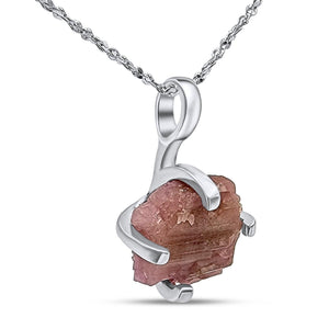 Raw Pink Tourmaline Necklace - Uniquelan Jewelry