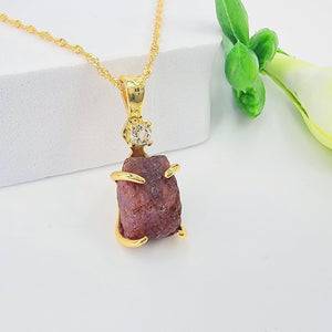 Raw Red Ruby Necklace - Uniquelan Jewelry