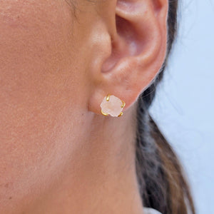 Raw Rose Quartz Stud Necklace Set - Uniquelan Jewelry