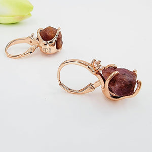 Raw Ruby Drop Earrings - Uniquelan Jewelry