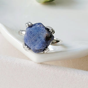 Raw Sapphire Adjustable Ring - Uniquelan Jewelry