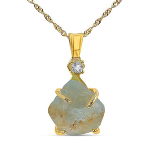 Raw Sky Blue Topaz Necklace - Uniquelan Jewelry