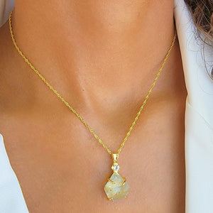 Raw Sky Blue Topaz Necklace - Uniquelan Jewelry