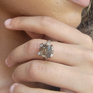 Raw Smoky Quartz Adjustable Ring - Uniquelan Jewelry