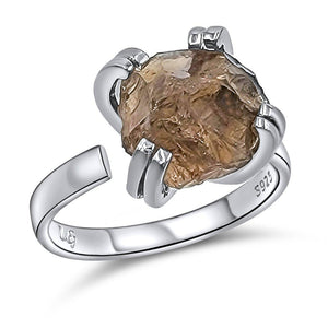 Raw Smoky Quartz Adjustable Ring - Uniquelan Jewelry