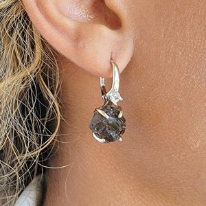 Raw Smoky Quartz Drop Earrings - Uniquelan Jewelry