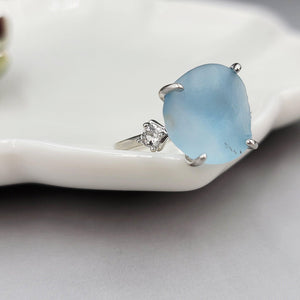 Raw Swiss Blue Topaz Ring - Uniquelan Jewelry
