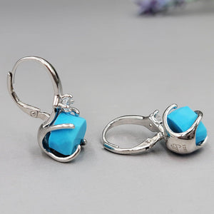 Raw Turquoise Drop Earrings - Uniquelan Jewelry