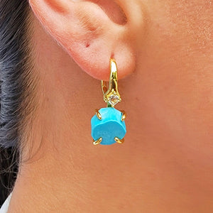 Raw Turquoise Drop Earrings - Uniquelan Jewelry