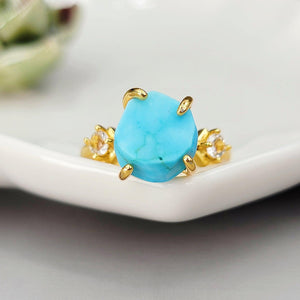 Raw Turquoise Statement Ring - Uniquelan Jewelry