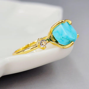 Raw Turquoise Statement Ring - Uniquelan Jewelry