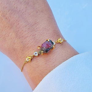 Raw Watermelon Tourmaline Bracelet - Uniquelan Jewelry