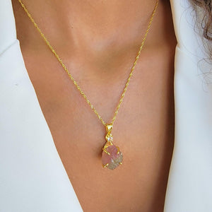 Raw Watermelon Tourmaline Necklace - Uniquelan Jewelry