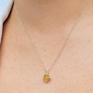 Raw Yellow Sapphire Necklace - Uniquelan Jewelry
