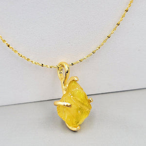 Raw Yellow Sapphire Necklace - Uniquelan Jewelry