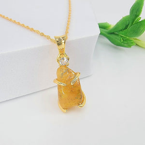 Raw Yellow Sapphire Necklace - Uniquelan Jewelry