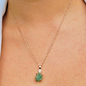 Raw Zambia Emerald Necklace - Uniquelan Jewelry