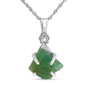 Raw Zambia Emerald Necklace - Uniquelan Jewelry