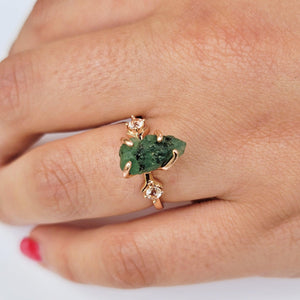 Raw Zambia Emerald Ring - Uniquelan Jewelry