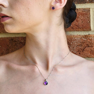 Real Amethyst Bezel Necklace - Uniquelan Jewelry