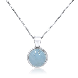 Real Aquamarine Bezel Necklace - Uniquelan Jewelry