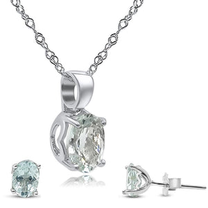 Real Aquamarine Heart Jewelry Set - Uniquelan Jewelry