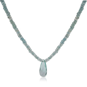 Real Aquamarine pendant Strand Necklace - Uniquelan Jewelry