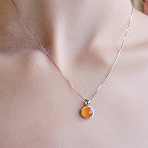 Real Carnelian Bezel Necklace - Uniquelan Jewelry