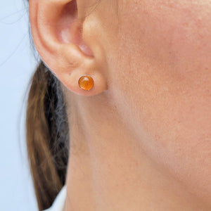 Real Carnelian Bezel Stud Earrings - Uniquelan Jewelry