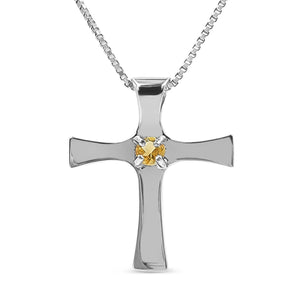 Real Citrine Cross Necklace - Uniquelan Jewelry