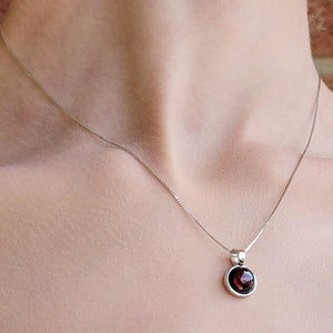 Real Garnet Bezel Necklace - Uniquelan Jewelry