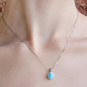 Real Larimar Bezel Necklace - Uniquelan Jewelry