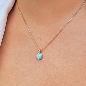 Real Larimar Bezel Necklace - Uniquelan Jewelry