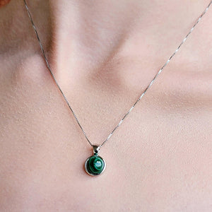 Real Malachite Bezel Necklace - Uniquelan Jewelry