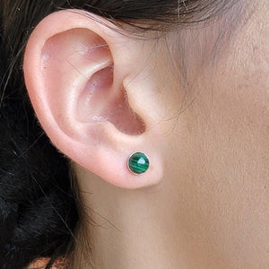 Real Malachite Bezel Stud Earrings - Uniquelan Jewelry
