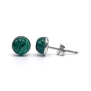 Real Malachite Bezel Stud Earrings - Uniquelan Jewelry