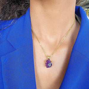 Tri Raw Amethyst Crystal Necklace - Uniquelan Jewelry