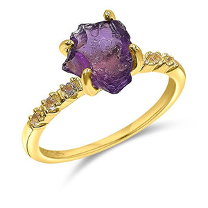 Real Raw Amethyst Tiny Ring - Uniquelan Jewelry