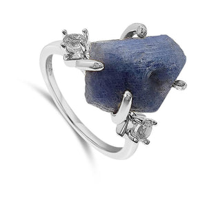 Real Raw Blue Sapphire Ring - Uniquelan Jewelry
