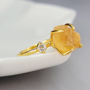 Real Raw Citrine Crystal Ring - Uniquelan Jewelry