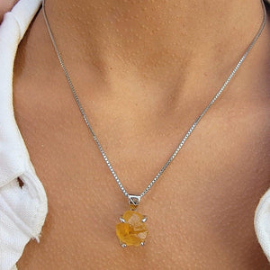 Tri Raw Citrine Crystal Necklace - Uniquelan Jewelry