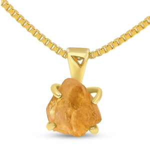 Tri Raw Citrine Crystal Necklace - Uniquelan Jewelry