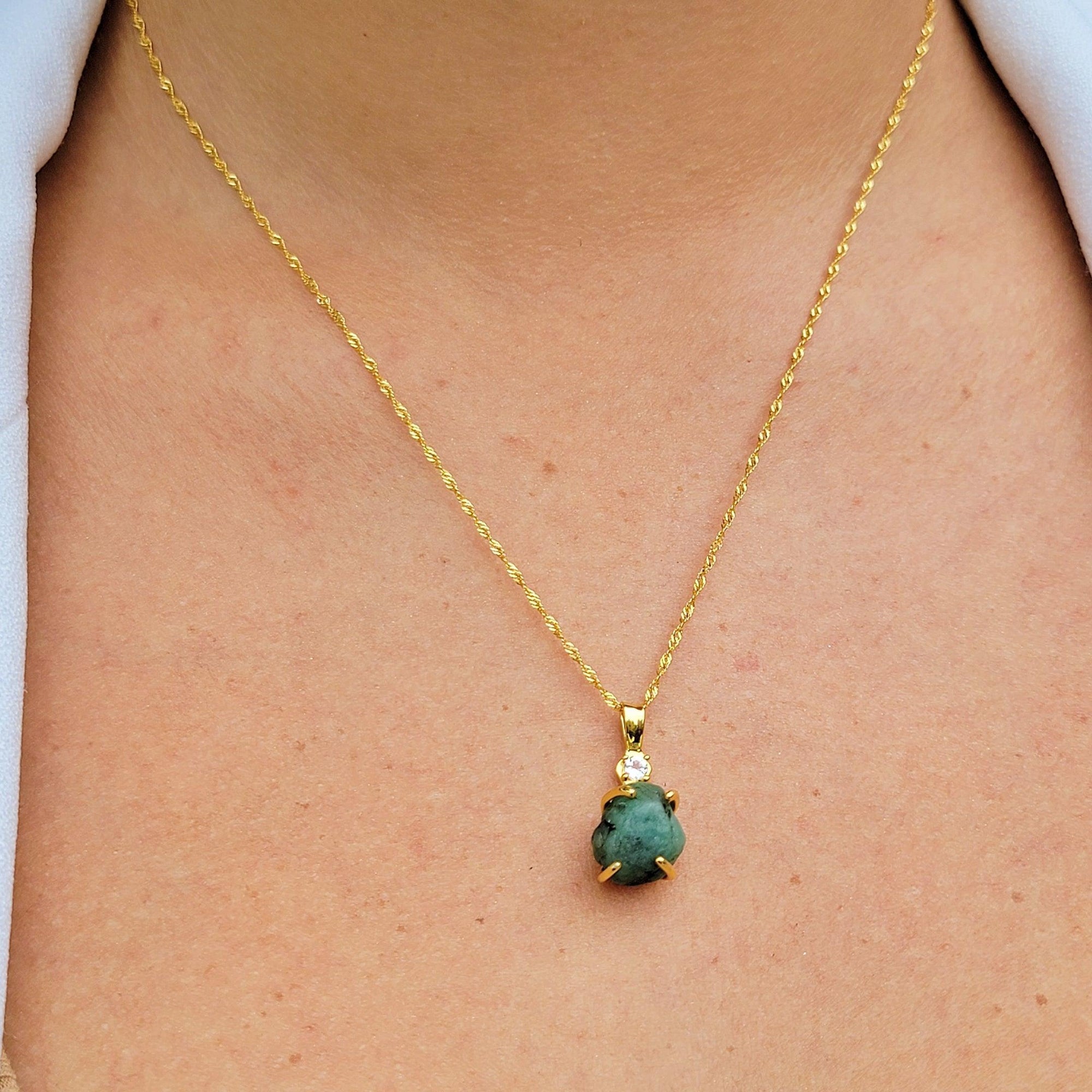 Real Raw Emerald Necklace - Uniquelan Jewelry