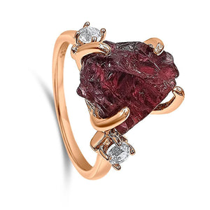 Real Raw Garnet Crystal Ring - Uniquelan Jewelry