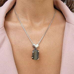 Real Raw Large Labradorite Necklace - Uniquelan Jewelry