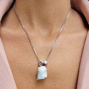 Real Raw Large Larimar Necklace - Uniquelan Jewelry