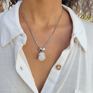Raw Large Moonstone Necklace - Uniquelan Jewelry